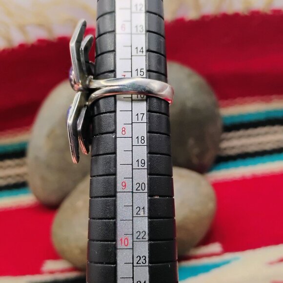 Handmade Sterling Silver Spider Ring w/Blue Lapis Size 7 - Picture 7 of 8